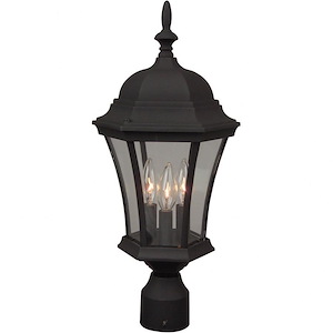 Three Light Outdoor Post Lantern in Traditional Style - 9.41 inches wide by 21 inches high