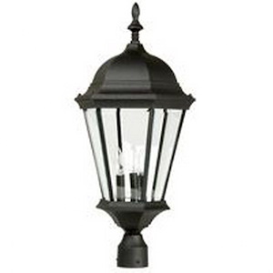 Three Light Outdoor Post Lamp in Traditional Style - 12.8 inches wide by 27.5 inches high