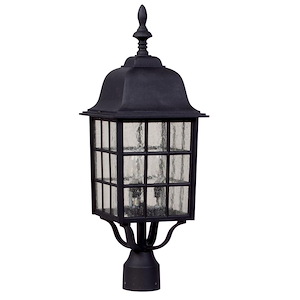 Grid Cage - Three Light Outdoor Large Post Mount in Traditional Style - 8.5 inches wide by 24 inches high