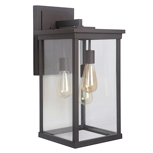 Large Outdoor Wall Lantern Aluminum Approved for Wet Locations in Modern Style - 10 inches wide by 20.87 inches high - 1216337