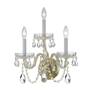 Crystal - Three Light Wall Sconce in Classic Style - 15 Inches Wide by 16 Inches High