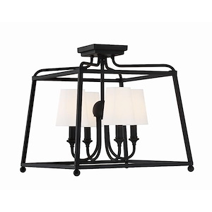 Sylvan - Four Light Flush Mount with Linen Fabric Shades in Classic Style - 16 Inches Wide by 15.5 Inches High