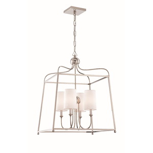 Sylvan - Four Light Chandelier With Linen Fabric Shades In Traditional Style - 21.5 Inches Wide By 29.75 Inches High