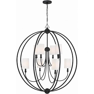 Sylvan - Eight Light 2-Tier Chandelier with Silk Fabric Shades in Classic Style - 40 Inches Wide by 46 Inches High