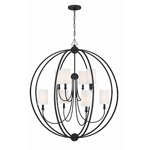 Sylvan - Eight Light 2-Tier Chandelier with Silk Fabric Shades in Classic Style - 40 Inches Wide by 46 Inches High