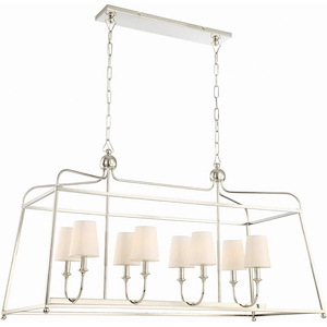 Sylvan - Eight Light Chandelier with Linen Fabric Shades in Classic Style - 42 Inches Wide by 25 Inches High