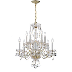 Crystal - Ten Light 2-Tier Chandelier in Traditional and Contemporary Style - 23 Inches Wide by 25 Inches High