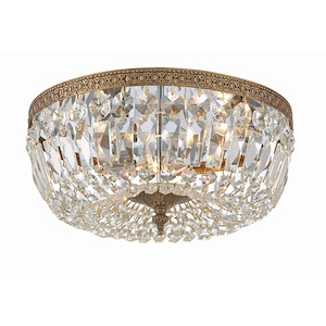 3 Light Flush Mount in Classic Style - 14 Inches Wide by 7 Inches High
