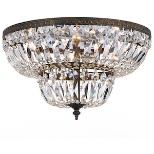 6 Light Flush Mount in Classic Style - 24 Inches Wide by 14 Inches High