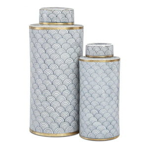 Jalousie - Tea Canister (Set of 2)-16.5 Inches Tall and 7 Inches Wide