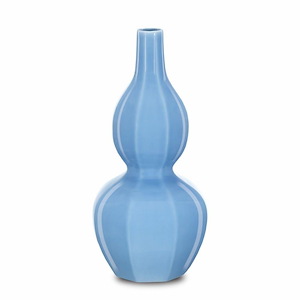 Sky Blue - Octagonal Double Gourd Vase-18 Inches Tall and 9 Inches Wide