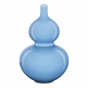 Sky Blue - Double Gourd Vase-12.75 Inches Tall and 8.5 Inches Wide
