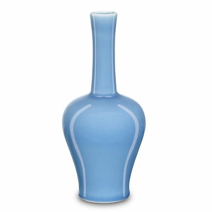 Sky Blue - Straight Neck Vase-10.25 Inches Tall and 4.5 Inches Wide