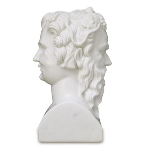 Hector Marble Bust - Sculpture-21.5 Inches Tall and 11 Inches Wide
