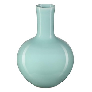 Celadon - Small Straight Neck Vase-12.25 Inches Tall and 9 Inches Wide