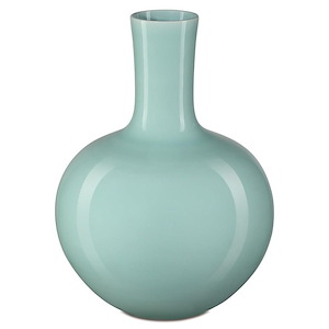 Celadon - Medium Straight Neck Vase-15 Inches Tall and 11.25 Inches Wide