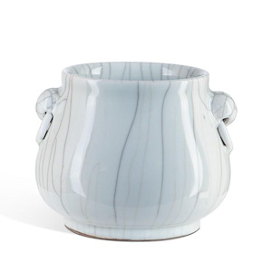Celadon Crackle - Basket Planter-7.75 Inches Tall and 8.25 Inches Wide