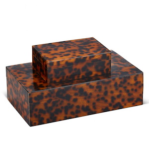 Faux Tortoise - Box (Set of 2)-3 Inches Tall and 10.5 Inches Wide