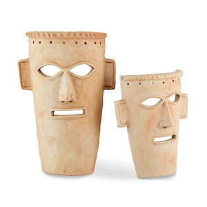 Etu - Mask Sculpture (Set of 2)-19 Inches Tall and 13 Inches Wide
