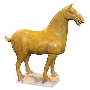 Tang Dynasty - Large Persimmon Horse Sculpture-21.5 Inches Tall and 22.5 Inches Wide