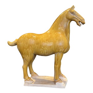 Tang Dynasty - Medium Persimmon Horse Sculpture-16.5 Inches Tall and 17.5 Inches Wide