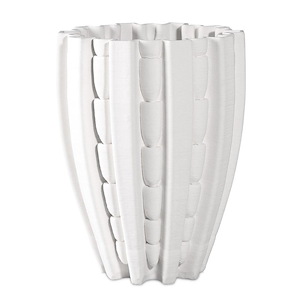 Fluted - Small Vase In Contemporary Style-10 Inches Tall and 6.5 Inches Wide