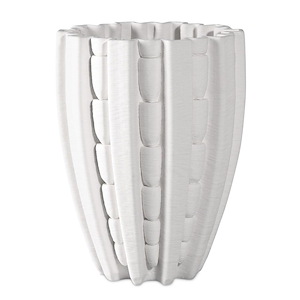 Fluted - Medium Vase In Contemporary Style-10.5 Inches Tall and 7.75 Inches Wide