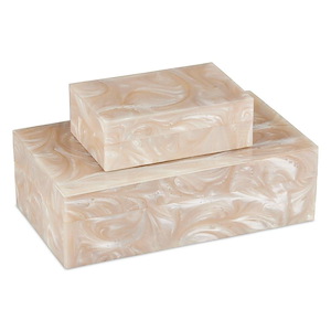 Perlas Swirl - Box (Set of 2) In Contemporary Style-3 Inches Tall and 10.5 Inches Wide