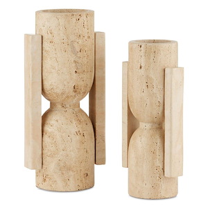 Stone - Vase (Set of 2) In Modern Style-12 Inches Tall and 5.5 Inches Wide