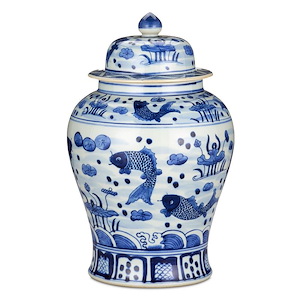South Sea - Medium Temple Jar In Traditional Style-14 Inches Tall and 8.5 Inches Wide