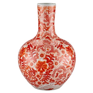 Biarritz Coral Fern - Long Neck Vase In Traditional Style-20.75 Inches Tall and 13.25 Inches Wide