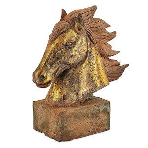 Tang Dynasty Iron Horse&#39;s Head - Sculpture-15.75 Inches Tall and 14.25 Inches Wide