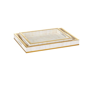 Casey - Pearl Tray (Set of 2)-2 Inch Tall and 14 Inch Wide