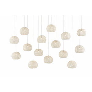 Piero - 15 Light Rectangular Multi-Drop Pendant In 8 Inches Tall and 48 Inches Wide - 1087621