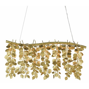 Golden Eucalyptus - 5 Light Rectangular Chandelier-23 Inches Tall and 42 Inches Wide