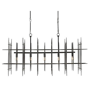 Steelhouse - 5 Light Rectangular Chandelier-24.5 Inches Tall and 48 Inches Wide