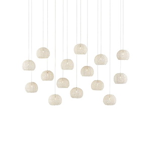 Piero - 15 Light Rectangular Multi-Drop Pendant In 8 Inches Tall and 48 Inches Wide - 1087621