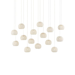 Piero - 15 Light Rectangular Multi-Drop Pendant In 8 Inches Tall and 48 Inches Wide - 1087621