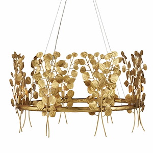 Golden Eucalyptus - 8 Light Round Chandelier-25 Inches Tall and 38 Inches Wide