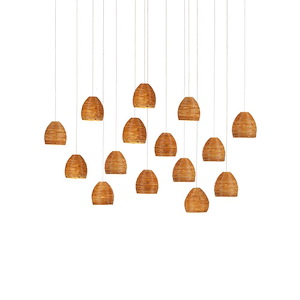 Beehive - 15 Light Rectangular Pendant-9 Inches Tall and 48 Inches Wide - 1296851