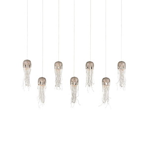 Medusa - 7 Light Rectangular Pendant-22 Inches Tall and 57 Inches Wide - 1297459