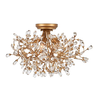 Crystal Bud - 5 Light Semi-Flush Mount In Contemporary Style-13.5 Inches Tall and 24 Inches Wide