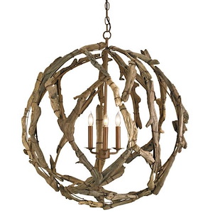 3 Light Orb Chandelier In Coastal Style-31 Inches Tall and 29 Inches Wide