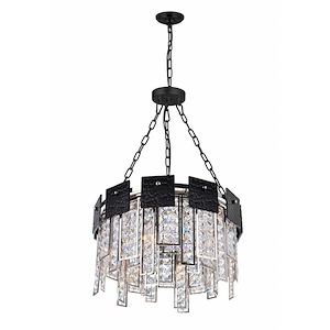 6 Light Down Chandelier with Polished Nickel Finish