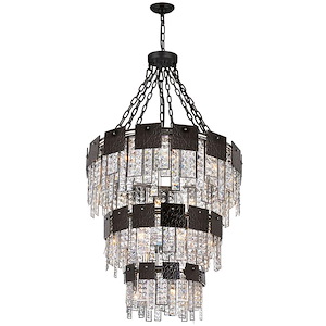 24 Light Down Chandelier with Polished Nickel Finish