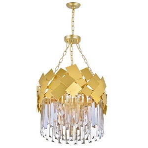 4 Light Down Chandelier with Medallion Gold Finish - 901196