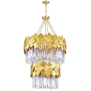 10 Light Down Chandelier with Medallion Gold Finish