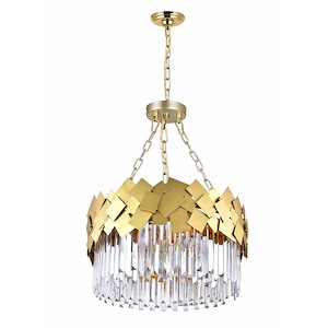 6 Light Down Chandelier with Medallion Gold Finish - 901198