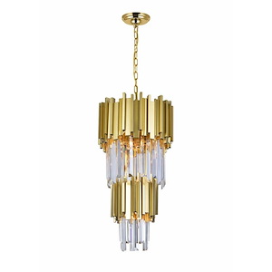 4 Light Down Mini Chandelier with Medallion Gold Finish