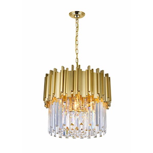 4 Light Down Chandelier with Medallion Gold Finish